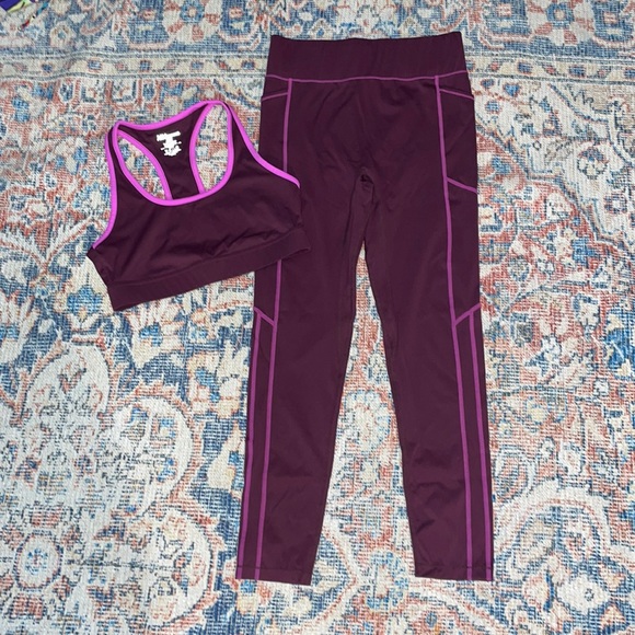 ALL ACCESS Pants - All Access Bandier Center Stage Pocket Leggings + Sports Bra Mulberry SZ M VGUC
